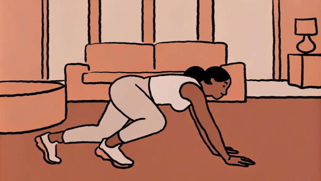 Illustration of a woman doing burpees