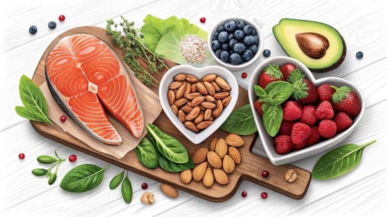 Illustration of foods for heart health