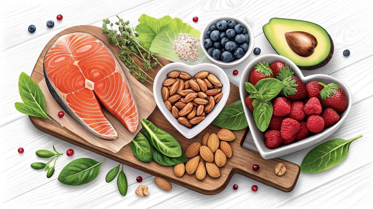 Illustration of foods for heart health