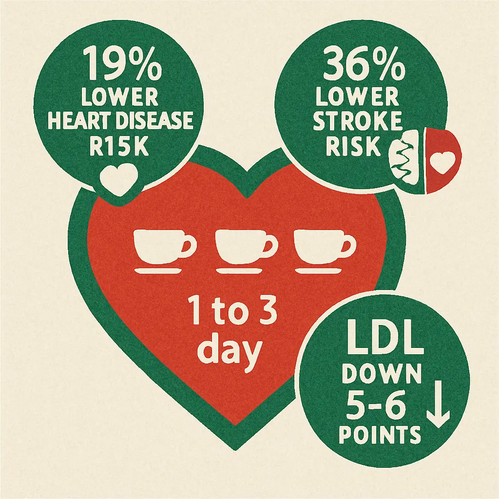 Heart health statistics showing green tea reduces cardiovascular disease risk