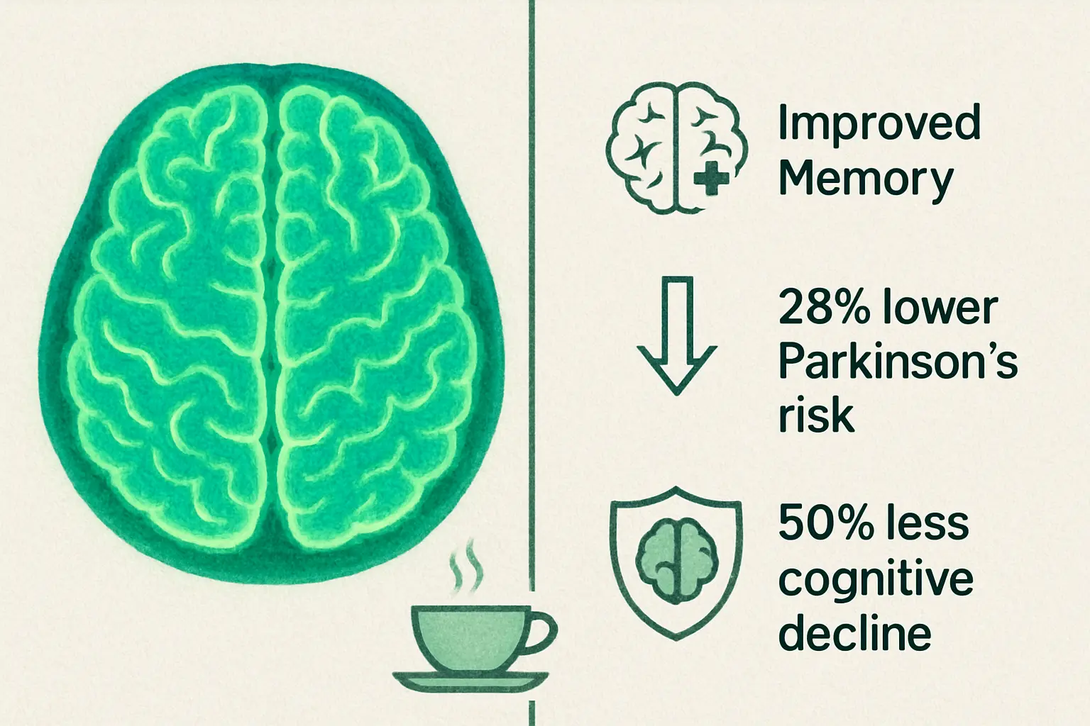 Brain health benefits of green tea showing reduced neurodegenerative disease risk