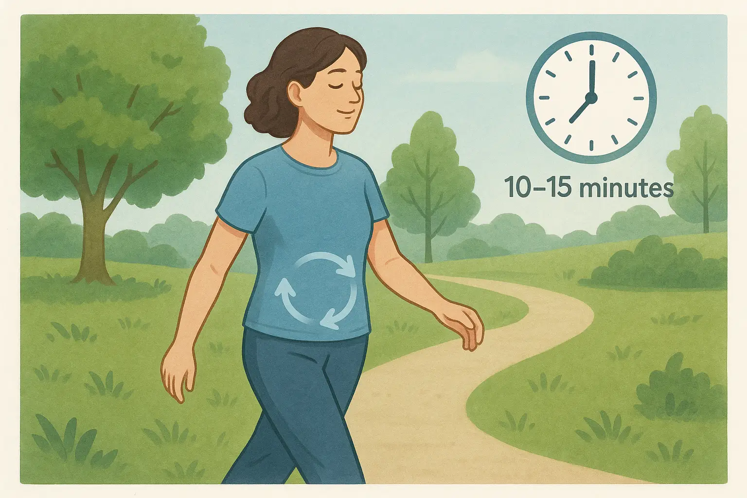 Walking for 10-15 minutes helps relieve indigestion and bloating