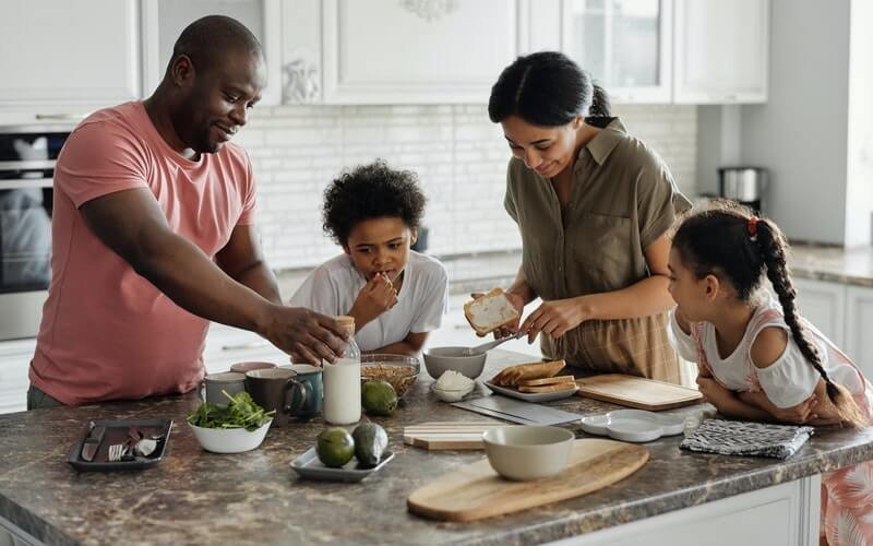 image of a family having breakfast