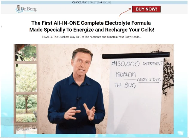 Dr. Berg in a video screenshot from his Electrolyte Formula Page.