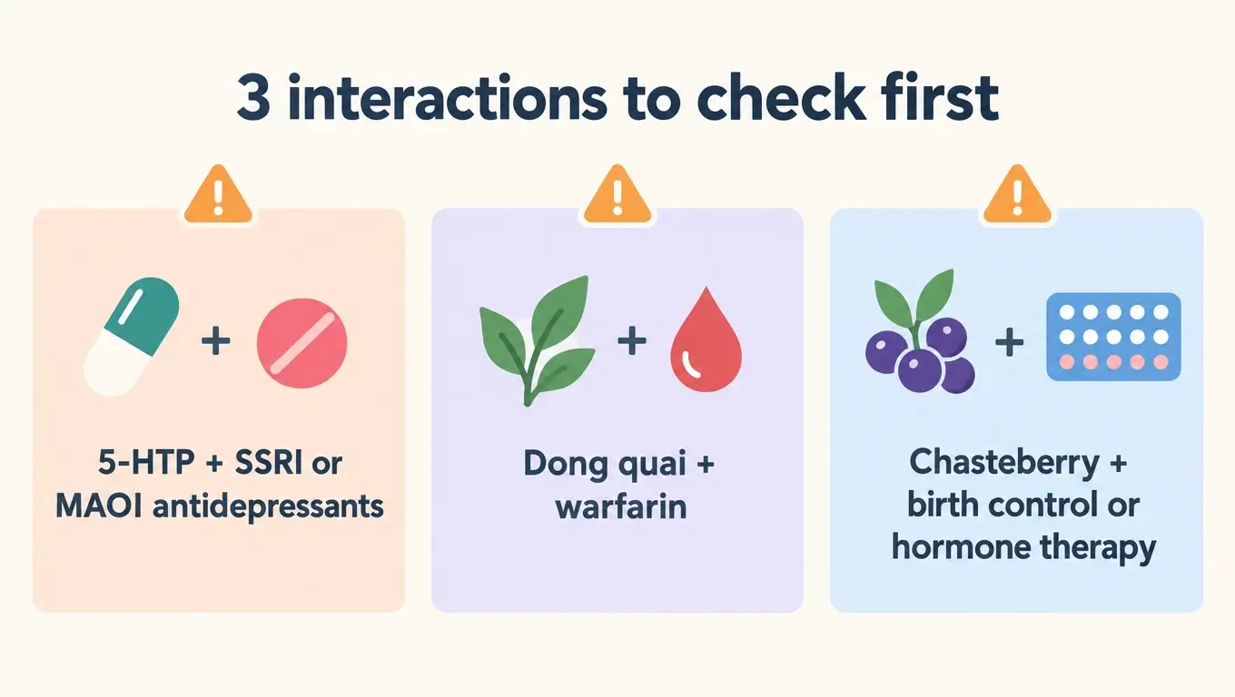 Infographic of three drug interactions in Xtend Life Hormone Support for Her