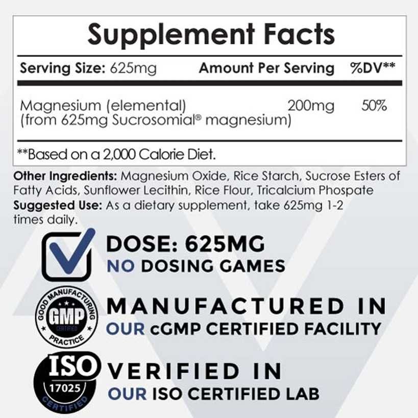 MicroMag Magnesium's Ingredients Label