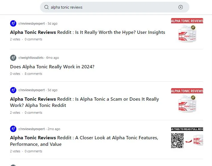 Fake Alpha Tonic "Reviews" on Reddit