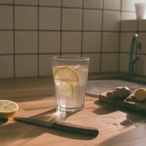 Closeup of a glass full of ginger lemon tea for weight loss