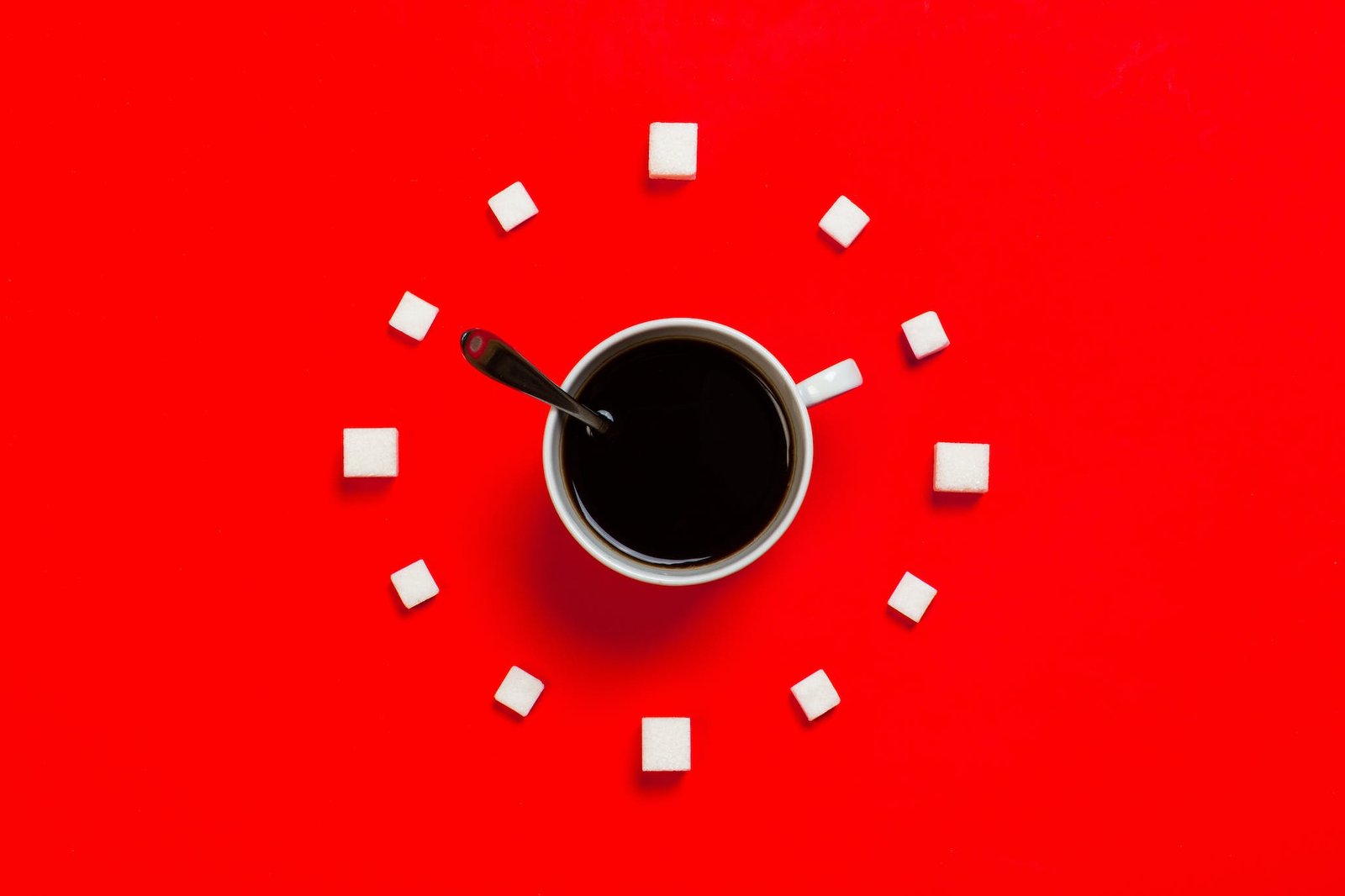 White Mug on Red Background