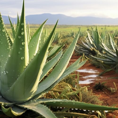 Aloe Vera plants in a field in Africa