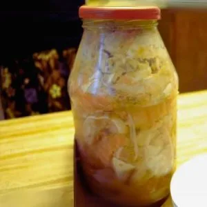 fermented salmon in a jar