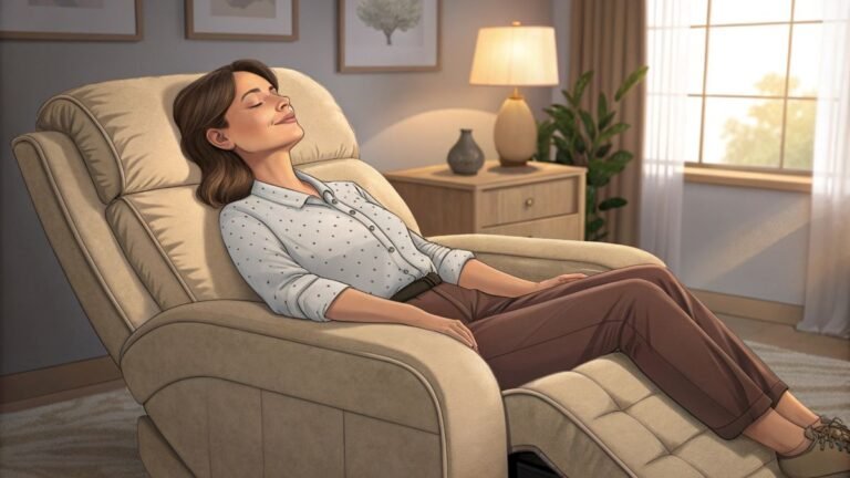 Woman rests on a recliner chair