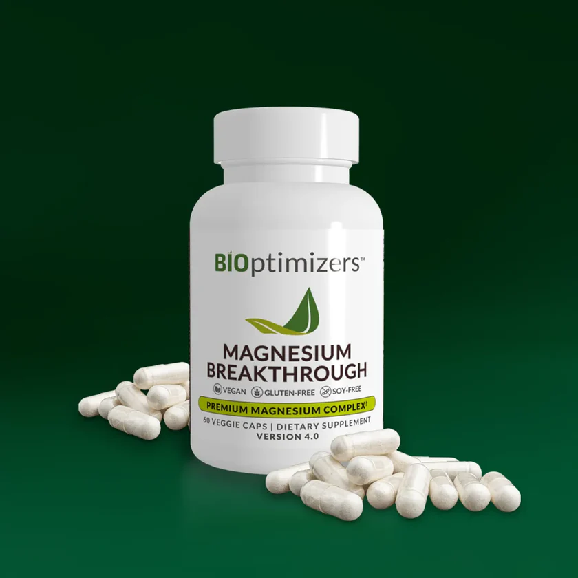 Magnesiun Breakthrough supplement on Green background