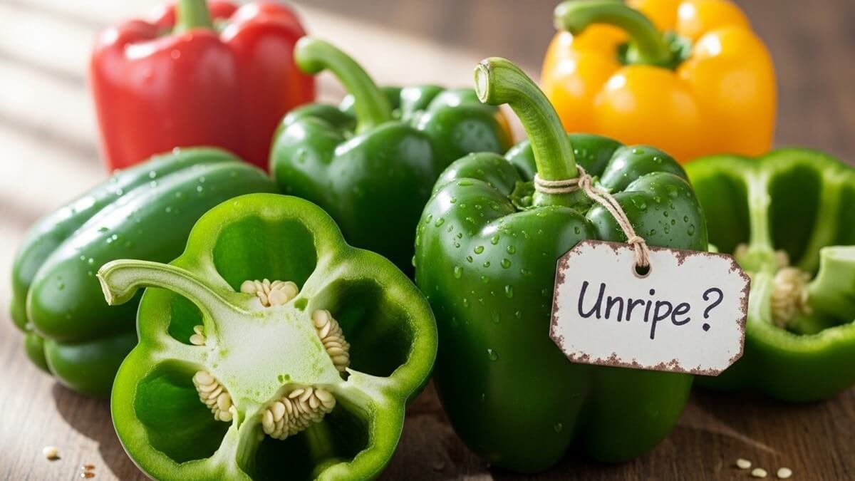 a photorealistic image of green bell peppers