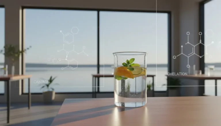 Tranquil image representing safe heavy metal detoxification through evidence-based chelation supplements and natural methods