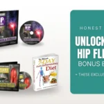 "Unlock Your Hip Flexors review featured image showing the program bundle including PDF manual, coaching DVDs, Unlock Your Tight Hamstrings bonus, and 7-Day Anti-Inflammatory Diet book, with a 4.2 out of 5 star rating from an injury specialist review