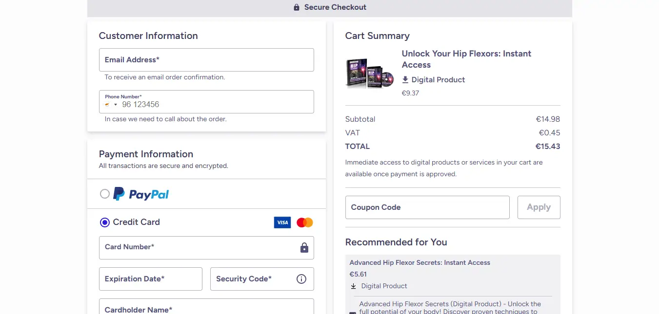 Unlock Your Hip Flexors checkout area