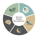 Vertical list infographic showing five common mistakes that stall natural weight management including cutting calories too low, ignoring sleep, expecting overnight results, relying only on the scale, and skipping meals