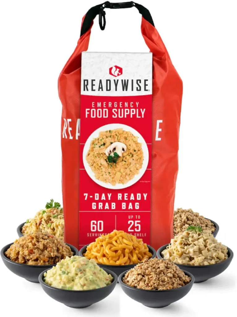 ReadyWise, 60 Servings, Breakfast, Lunch & Dinner, Grab & Go Dry Bag, Freeze-Dried, Up to 25 Years Shelf Life, Emergency Food