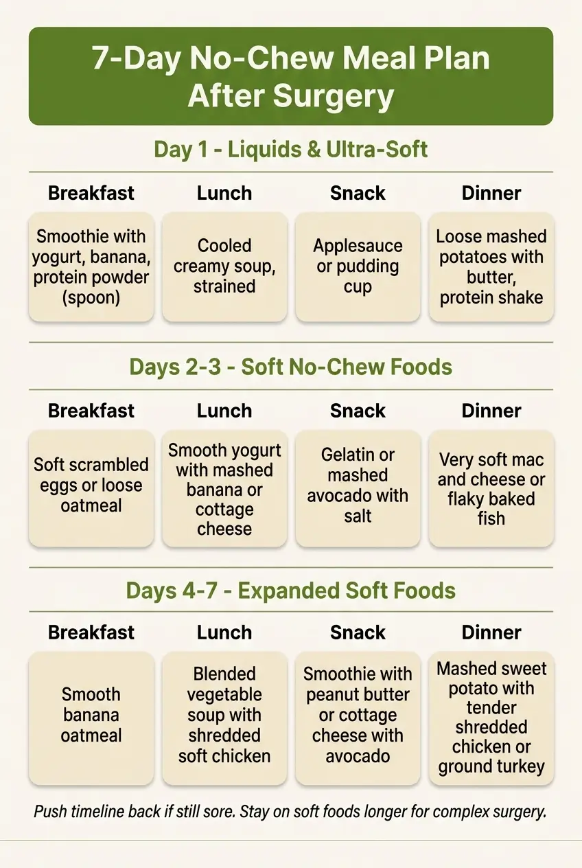 7 day No chew meal plan after surgery