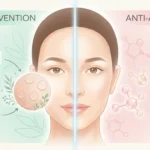 Illustration showing clear pores and smooth skin texture for anti-aging and acne care.
